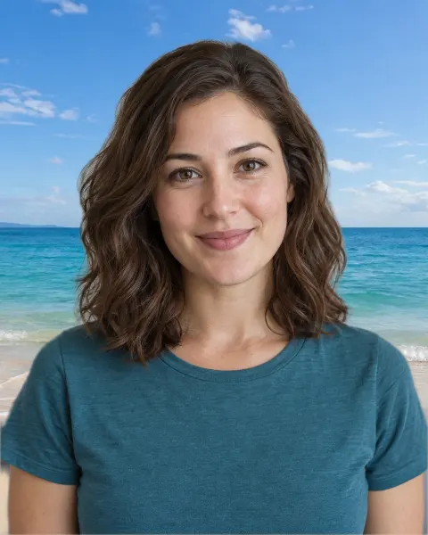 Sample portrait after applying beach background