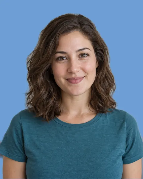Sample portrait after applying blue background