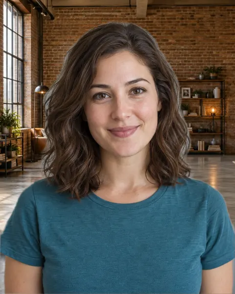 Sample portrait after applying brick loft background