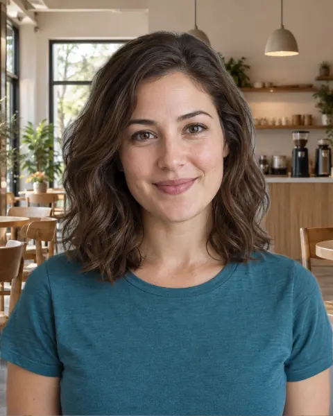 Sample portrait after applying cafe background