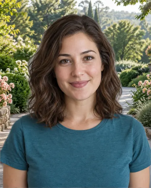 Sample portrait after applying garden background