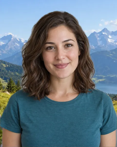 Sample portrait after applying mountains background